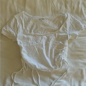 DL1961 White Ruched Crop Top